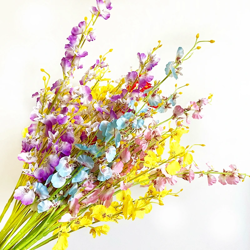 1 modelowanie kwiat jedwabiu kwiat ślub rekwizyty dekoracje do domu długie taniec orchidea sztuczne rośliny zielone rośliny