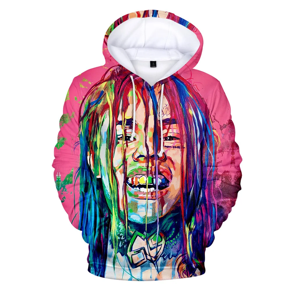 2021 6ix9ine 3D Printed Funny Kapturem KPOP Hip Hop Popular Rap Singer Graphic Sweatshirts Sudadera Hombre Streetwear Czesany