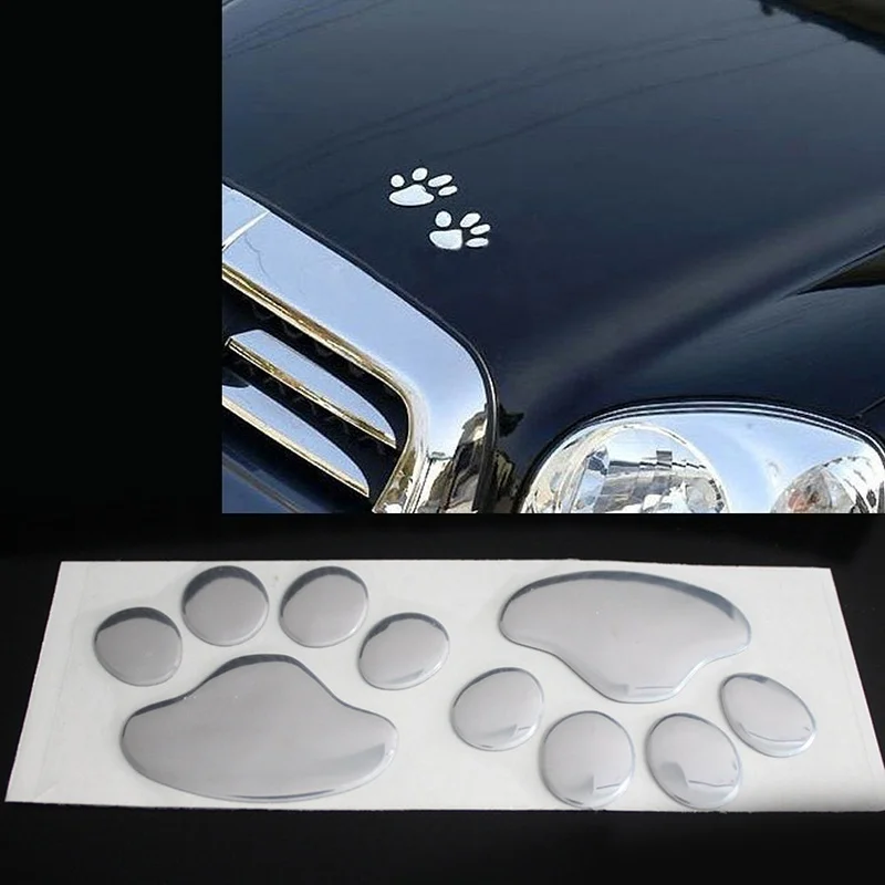 2 Pair Sticker Auto 3D Foot Prints Footprint 3 Mt Aufkleber Auto Aufkleber Silver Gold Window Stickers Dog Claw Stickers