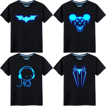 Odzież dziecięca Harajuku Graficzne Koszulki Świecące Marka odzieżowa t-Shirt dla Chłopców, dla Dziewczyn, dla Dzieci Bawełniane Topy Koszulki Dojrzewania Garnitur
