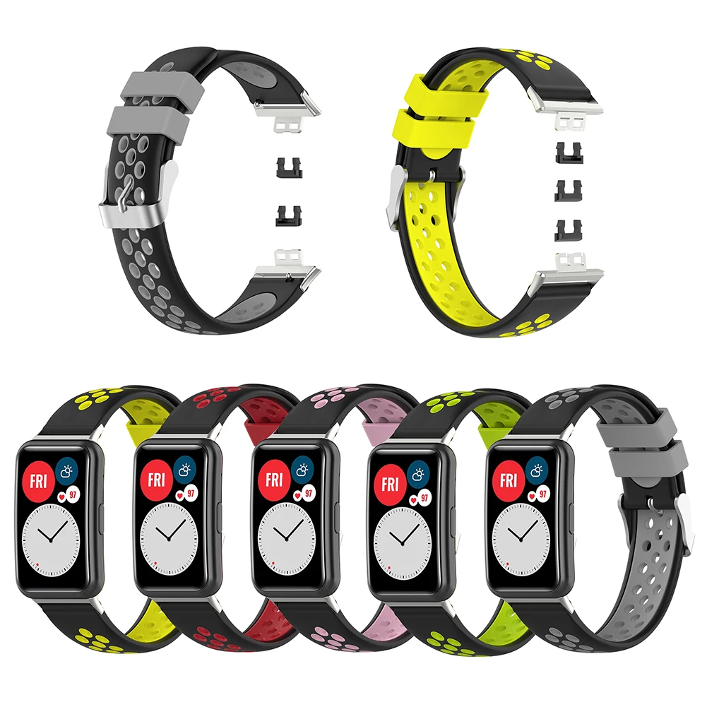 Silikonowa taśma Pasek Naręczny Dla Huawei Watch Fit Pasek do SmartWatch Band Wymiana 2021 Kolorowy Pasek Do Zegarków Bransoletka Do Huawei Fit