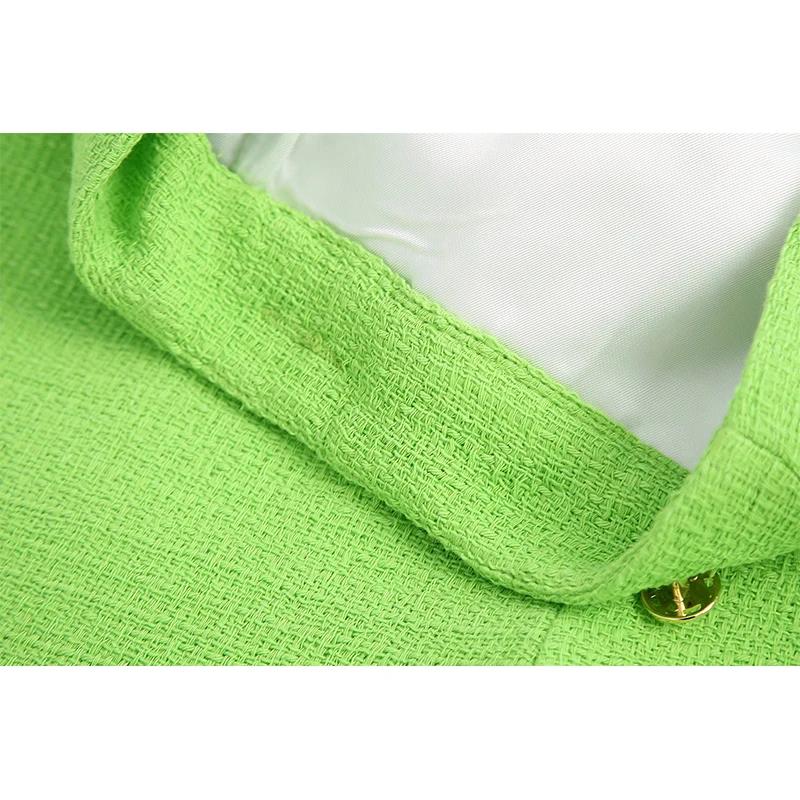 YENKYE Vintage Green Poliester Splot Shorts Women Double Button High Waist Codzienne Krótkie Spodnie Letnie Spodnie Tweed Cortos