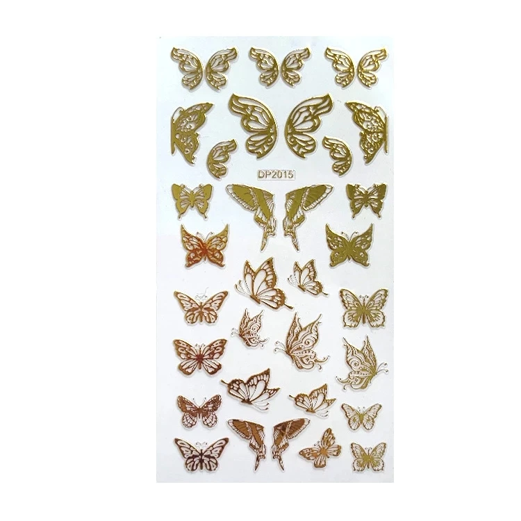 2szt Motyl Nail Art Naklejki 3D Metaliczne Złote Motyle Luksusowe Paznokcie Naklejki Naklejki Holograficzne Suwaki Akrylowe Porady Narzędzie