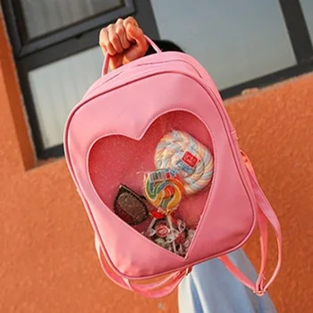 2021 Ita Bag Candy Pu Leather Plecaki for WomenTransparent Love Heart Shape School Bags School Backpack for Girls