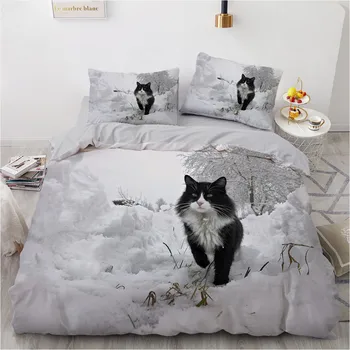 Proste 3D Zestawy Pościeli Dla Zwierząt Cat Duvet Cute Quilt Cover Set Pet Design Koc Pościel Z наволочкой King Queen Psy