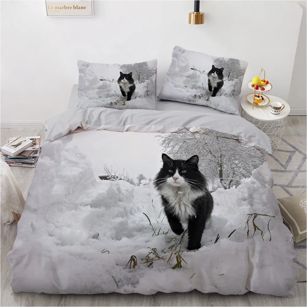 Proste 3D Zestawy Pościeli Dla Zwierząt Cat Duvet Cute Quilt Cover Set Pet Design Koc Pościel Z наволочкой King Queen Psy