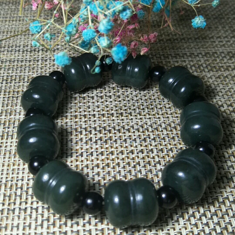 Naturalny Хотанский Jade Handmade Koraliki Jade Bransoletka Biżuteria Szczęśliwy Wypędzenie Złych Duchów Bezpieczny Amulet Piękny Jade Biżuteria Bransoletka