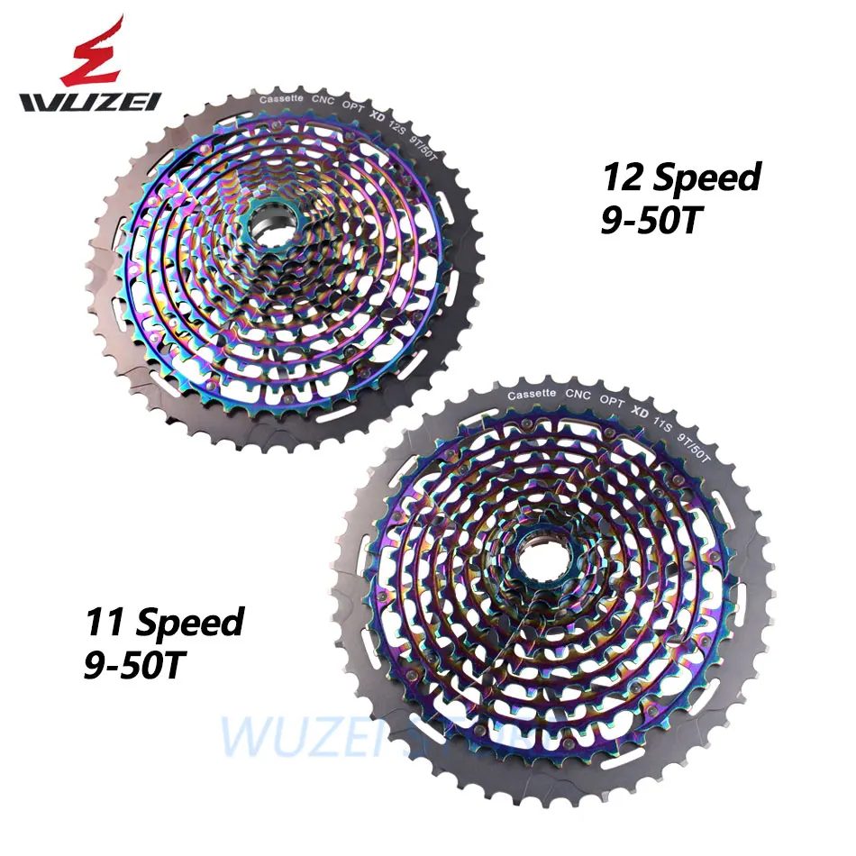 WUZEI 11S 12S 9-50T Kaseta Ultralight Freewheel 11/12 Speed ULT MTB Rower koło Zamachowe rainbow 375g Kompatybilny z k7 XD