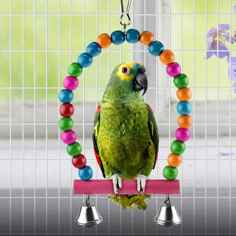 6 Szt Ptak Papuga Zabawki, Ptak Huśtawka Zabawki Kolorowe Do Żucia Wisi Hamak, Huśtawka Dzwon Zwierzę Wspinaczka Drabiny Zabawki Ptak Zabawki Dla Par