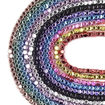 Naturalny Paski Kolorowe Kostki Hematyt Kamień Koraliki Okrągłe Temat Dystansowe Koraliki Do tworzenia Biżuterii DIY Handmade 4X4mm