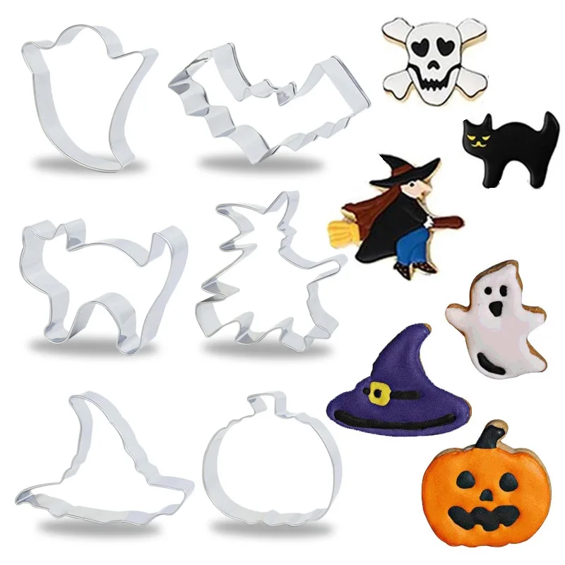 Halloween Decor Cookie Cutter Pumpkin Ghost Witch Stainless Steel Biscuits Cake Mould Mold For Halloween Party Home Baking Tools