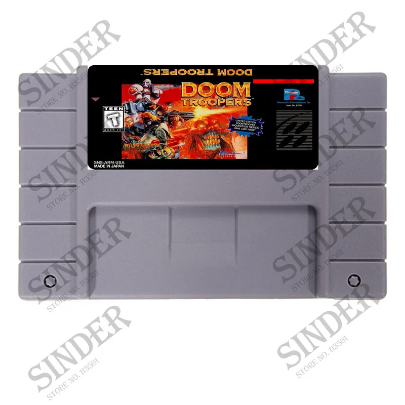Doom Troopers USA Version 16 bit Big Gray Card Game For NTSC Game Player