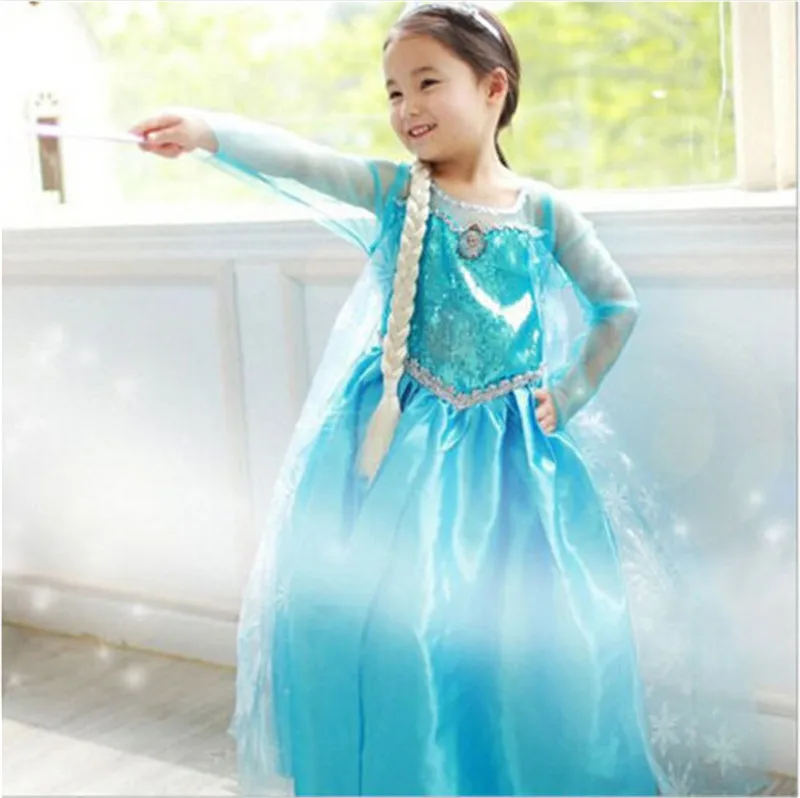 Nowy niebieski Baby Girls Kids Frozen Costume Dress Snow Princess Queen Dress Up dla Dzieci strój Cosplay Sukienka Tiul 3-8 lat