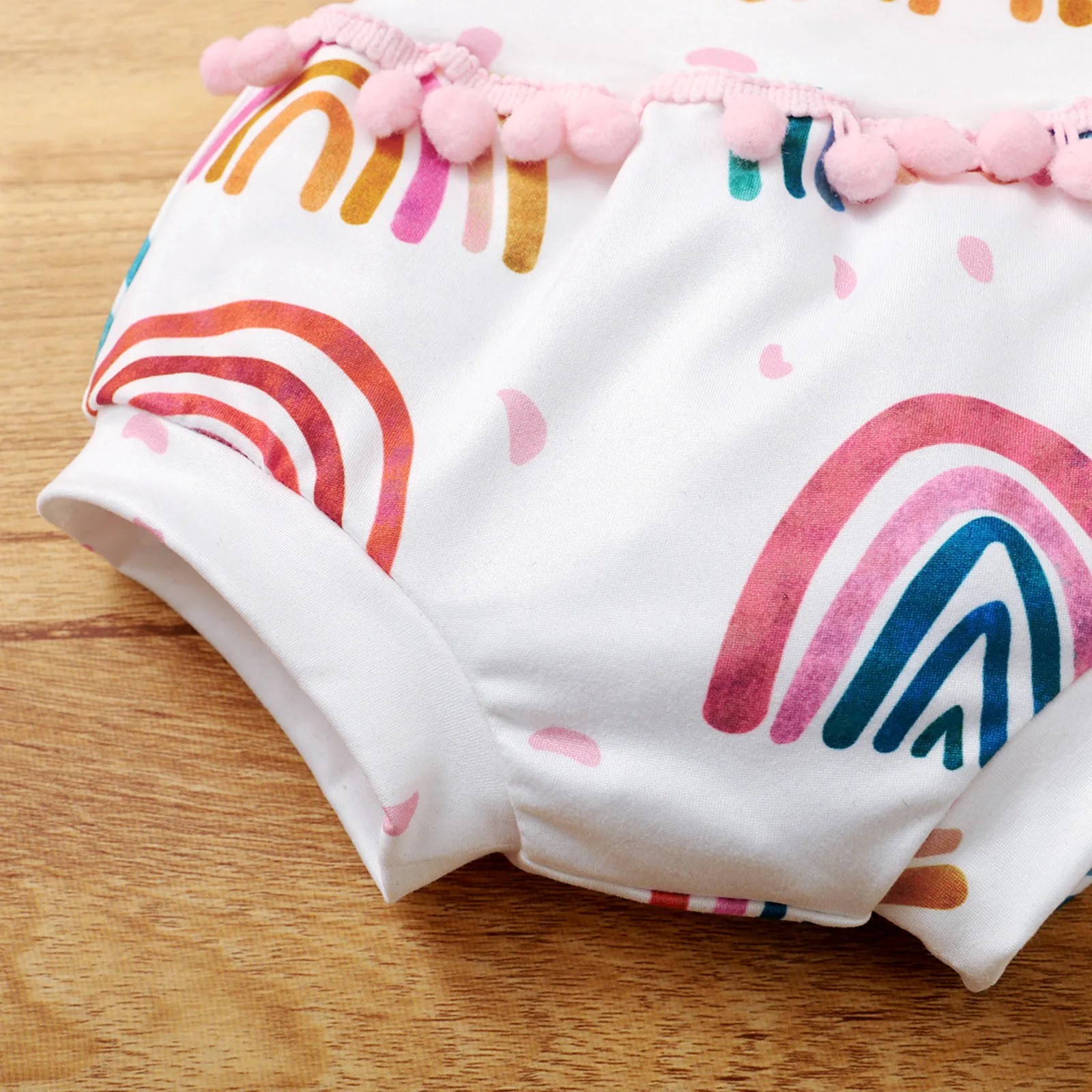 2021 New Infant Baby Girls Ruffle Rainbow Printed Romper Body Pędzelka Spodenki Stroje Odzież Dziecięca Dziecięcy Strój Kąpielowy