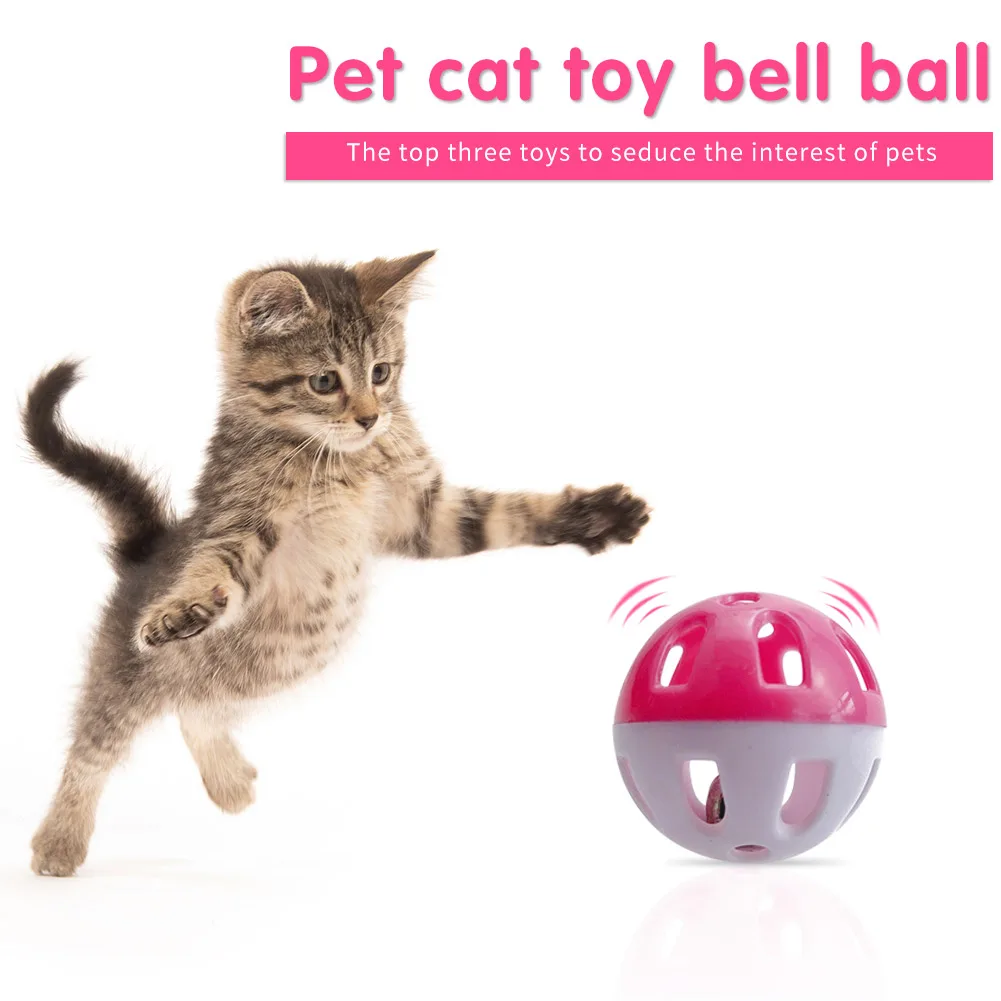 Cats Ball with Jingle Bell Inside Teaser Colorful Ball Chase Chase Rattle Toys Set Interactive Pet Playing Funny Molar