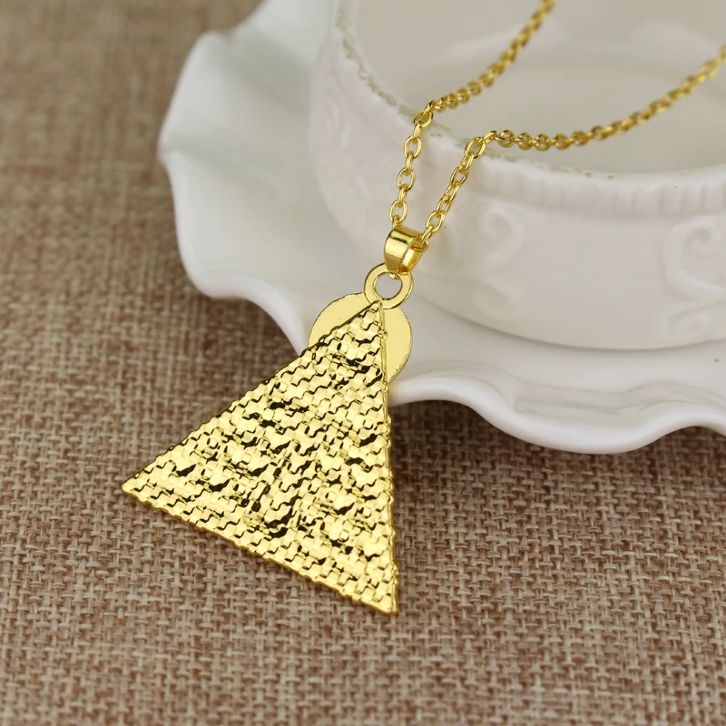 Złoty Egipski Ankh Klucz Życia, Krzyż Piramida Wisiorek Naszyjnik Amulet