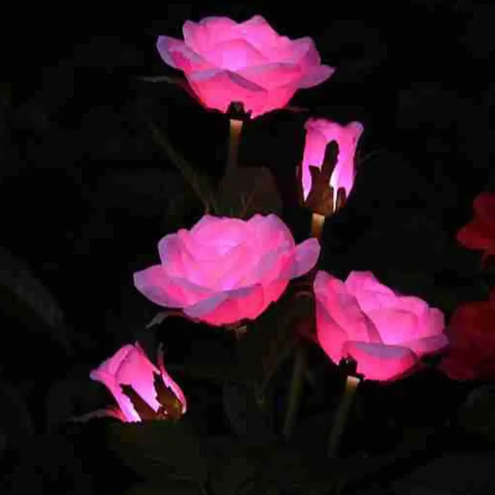 Światło ścieżki zasilany energią Słoneczną akcja odporny na wodę, światło trawnika róży kwiat ze stali nierdzewnej realistyczny przedstawiony w akcję ogrodu